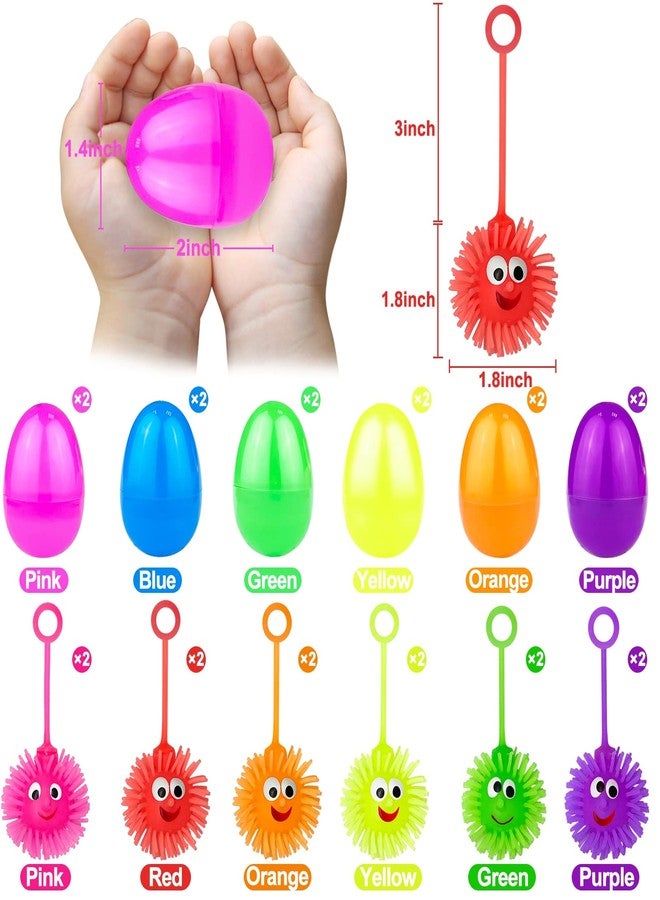 AMENON 12 Pack Prefilled Easter Eggs with Fidget Toys Light Up Puffer Balls Squeeze Sensory Stress Relief Toys Plastic Surprise Easter Hunt Fillers Basket Essential Stuffers Kids Boys Girls Party Favors - Image 2